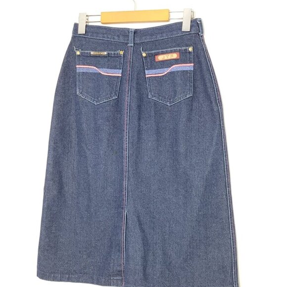 JTF Vintage Blue Dark Wash Denim 90s Jean Skirt Cotton Blend Pockets Belt Loops - Picture 2 of 13